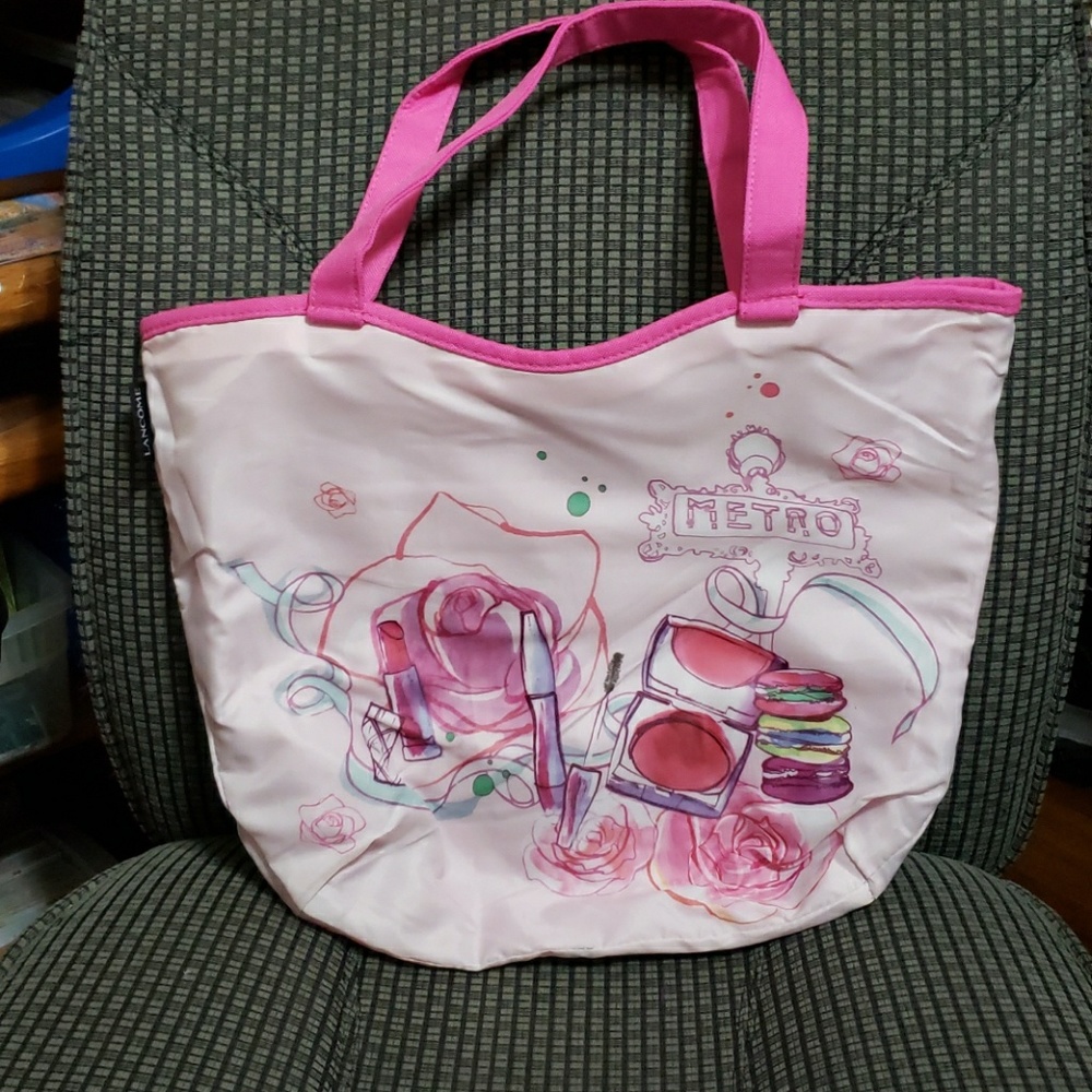 Lancome pink reversible tote